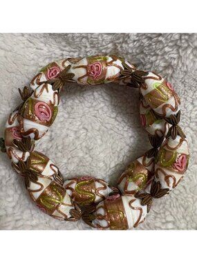 Vintage Wire Wrap Beaded Glass Cake Bracelet